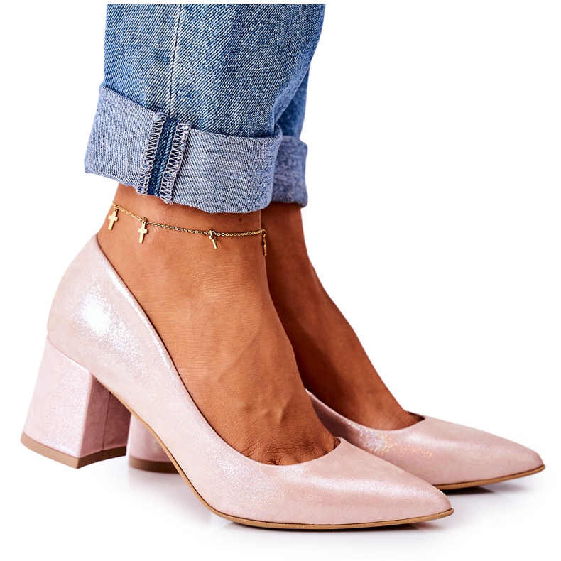 Zapatos De Salón De Satén Con Estampado Animal Lewski Shoes 2801 Rosa rosado