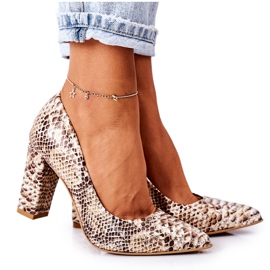 Zapatos De Salón De Piel Con Estampado De Piel De Serpiente Lewski Shoes 2453 Dorado