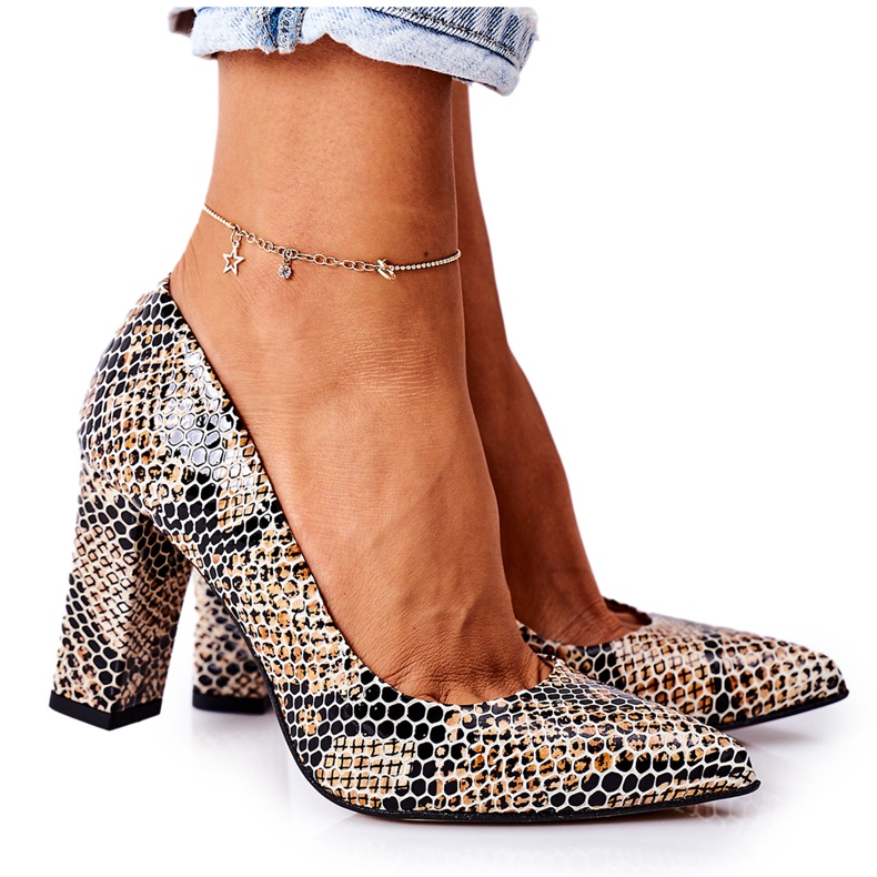 Lewski Shoes Zapatos De Salón De Piel Con Estampado Animal Zapatos Lewski 2453 Negro-Beige