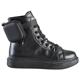 SHELOVET Zapatos con cordones y bolsillo negro SHELOVET Zapatos con cordones y bolsillo negro