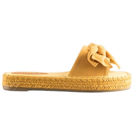 Coura Pantuflas Alpargatas Con Lazo amarillo