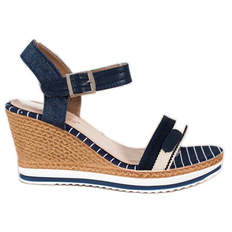SHELOVET Sandalias de cuña azul marino