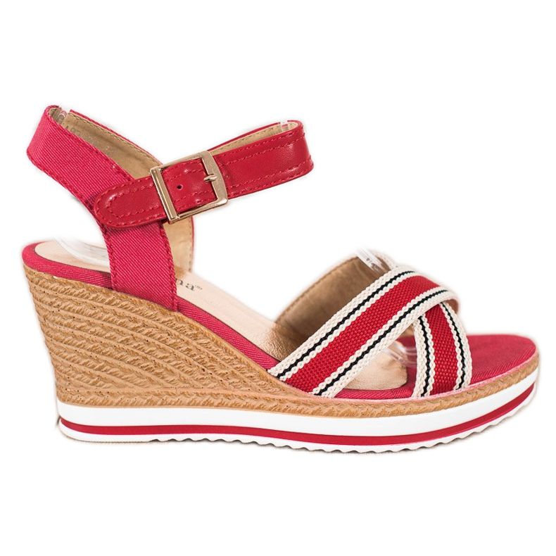 SHELOVET Sandalias de cuña rojo