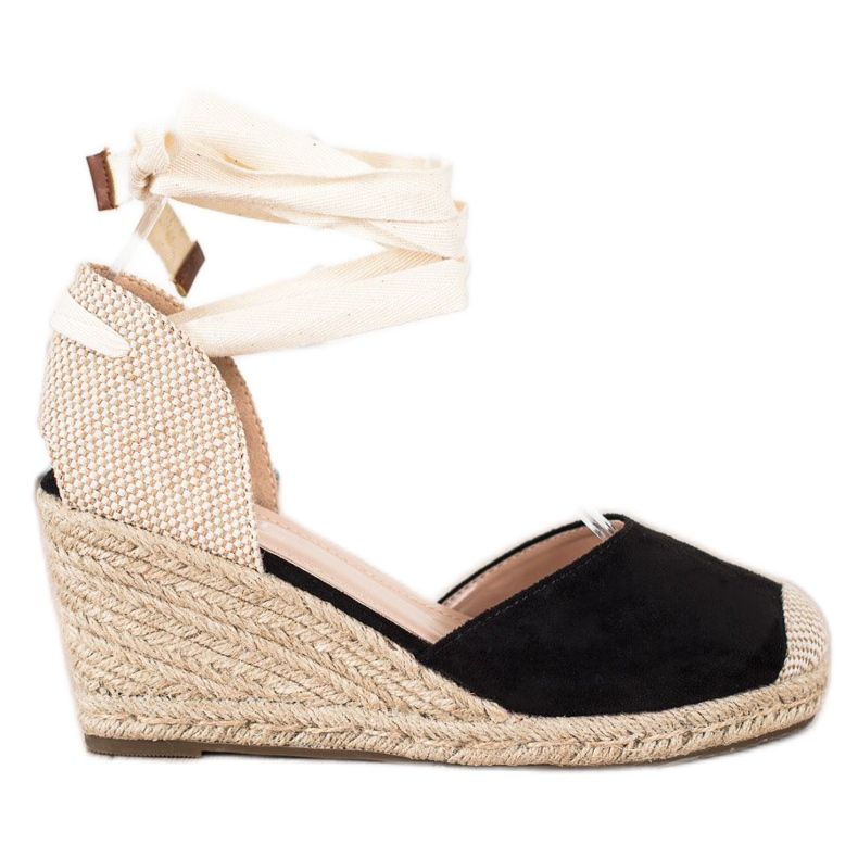 Cm Paris Alpargatas anudadas en cuña beige negro