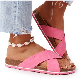 Pantuflas de Piel Perfilada Big Star HH274597 Fucsia rosa