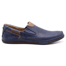 Polbut Zapato hombre piel 09 para verano Azul marino con marrón