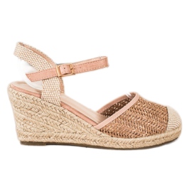 Sweet Shoes Alpargatas caladas en la cuña beige marrón rosado
