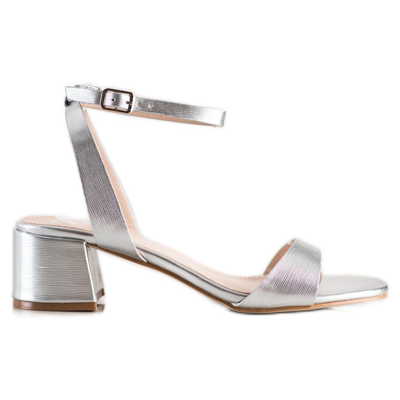 SHELOVET Sandalias plateadas elegantes plata