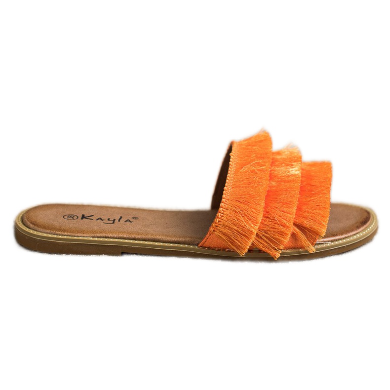 Kayla Pantuflas Naranja Con Flecos