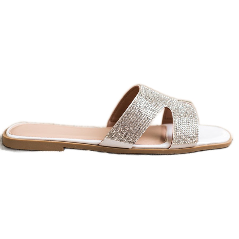 SHELOVET Pantuflas con Cristales blanco