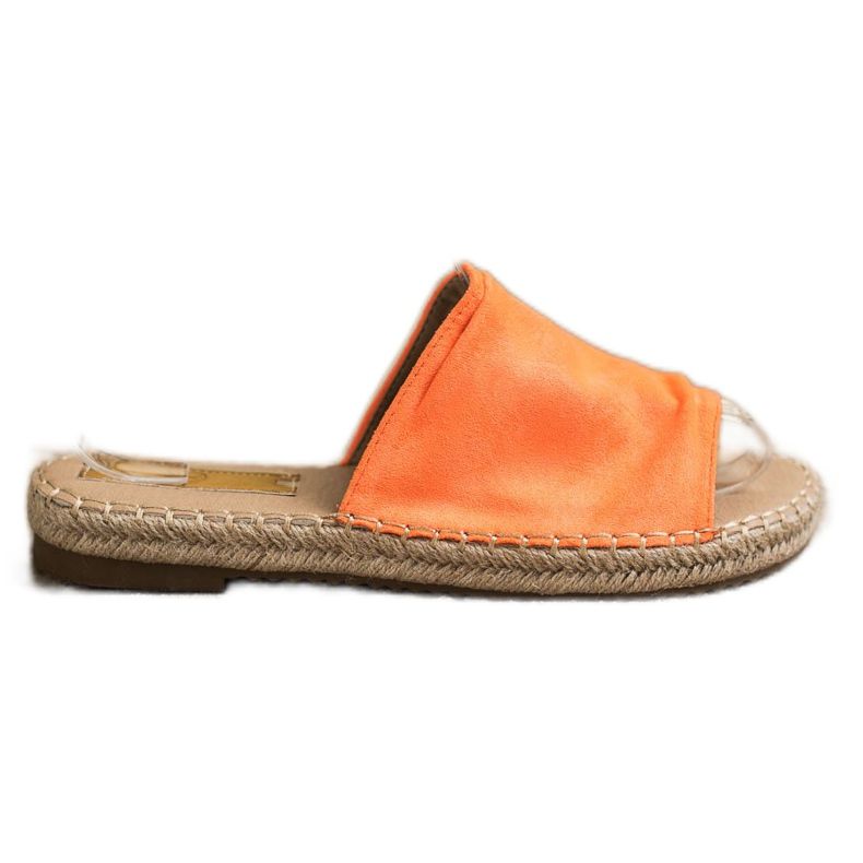 SHELOVET Pantuflas clásicas de gamuza naranja