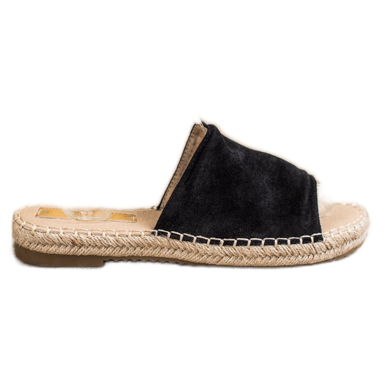SHELOVET Pantuflas clásicas de gamuza negro