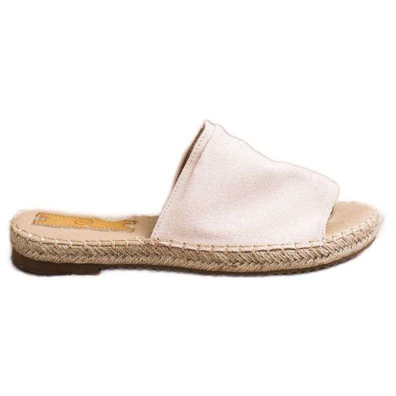 SHELOVET Pantuflas clásicas de gamuza beige