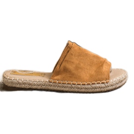 SHELOVET Pantuflas clásicas de gamuza marrón