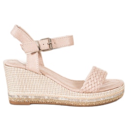 SHELOVET Sandalias de cuña trenzadas beige
