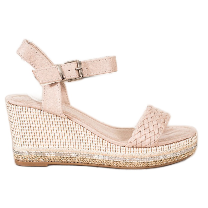 SHELOVET Sandalias de cuña trenzadas beige