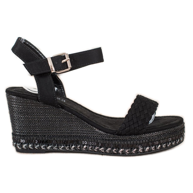 SHELOVET Sandalias de cuña trenzadas negro