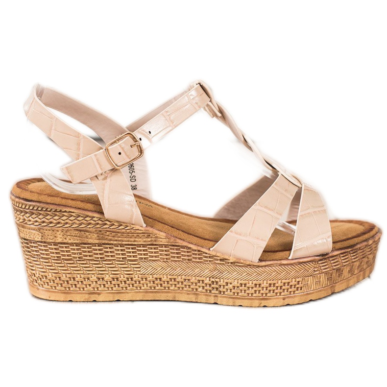 Queentina Sandalias de cuero ecológico beige