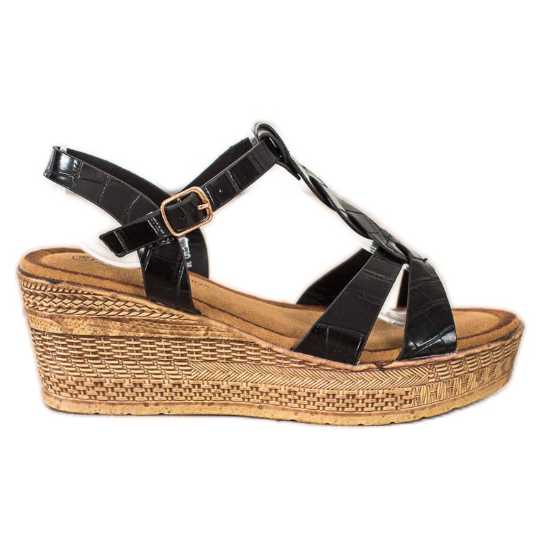Queentina Sandalias de cuero ecológico negro