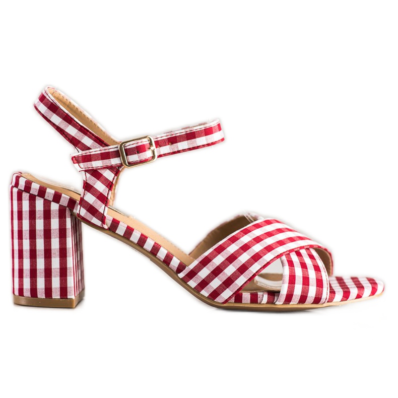 SHELOVET Sandalias a cuadros de moda rojo SHELOVET Sandalias a cuadros de moda rojo