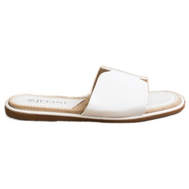 SHELOVET Pantuflas Elegantes de Piel Ecológica blanco