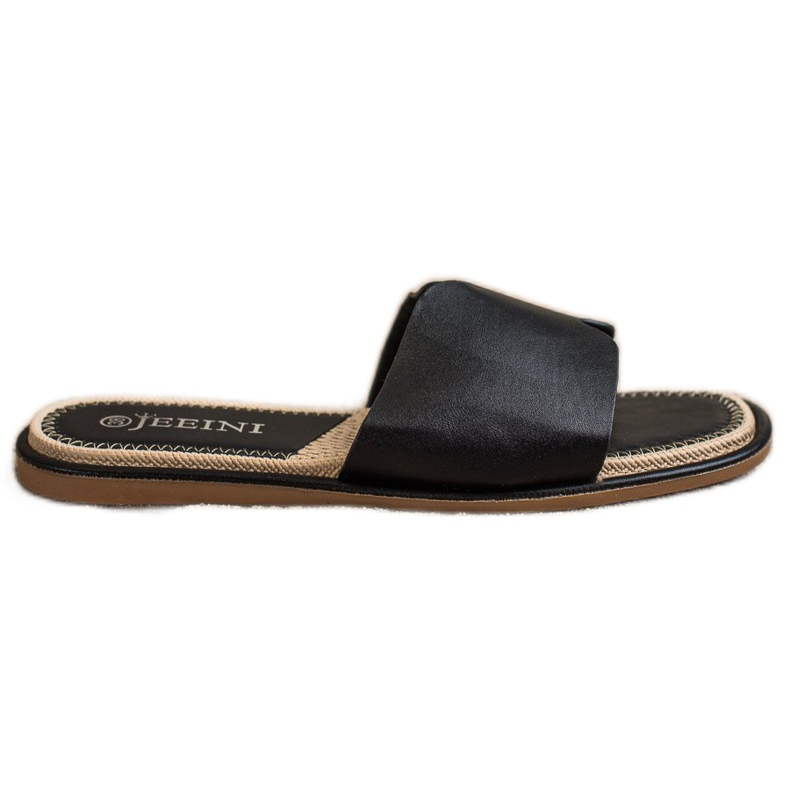 SHELOVET Pantuflas Elegantes de Piel Ecológica negro