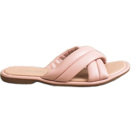 Renda Zapatillas de cuero ecológico de moda rosa