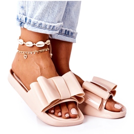 Chanclas de goma April beige con lazo