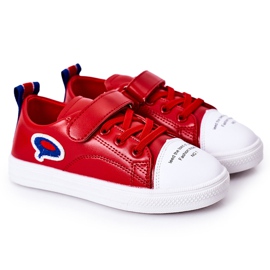 Apawwa Zapatillas de deporte rojas con velcro de dibujos animados para niños rojo