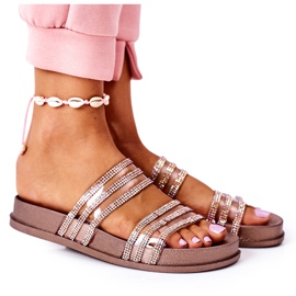 PS1 Pantuflas De Goma Con Circonita Cúbica Oro Rosa Miss You dorado