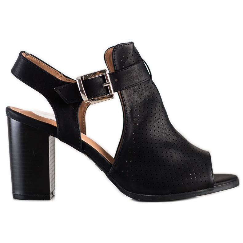 Renda Sandalias construidas con cuero ecológico negro Renda Sandalias construidas con cuero ecológico negro