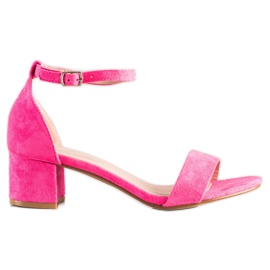 SHELOVET Sandalias en una barra baja rosa