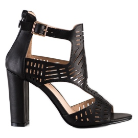 Renda Sandalias de moda caladas negro