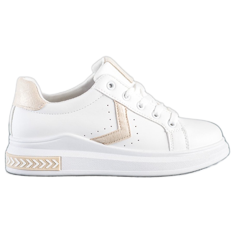 SHELOVET Zapatillas de cuero ecológico blanco