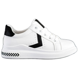 SHELOVET Zapatillas de cuero ecológico blanco