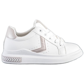 SHELOVET Zapatillas de cuero ecológico blanco