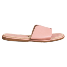 SHELOVET Pantuflas Elegantes de Piel Ecológica rosado