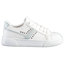 SHELOVET Zapatos atados con inserto azul blanco