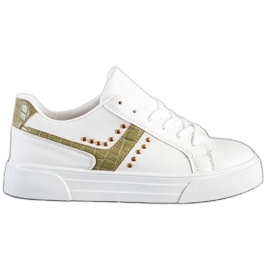 SHELOVET Zapatos atados con inserto verde blanco
