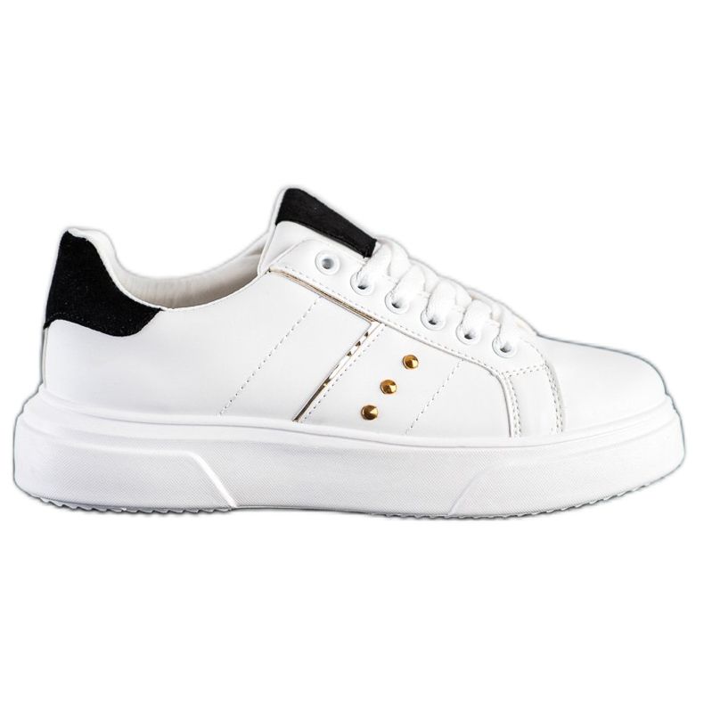 SHELOVET Zapatillas de cuero ecológico blanco