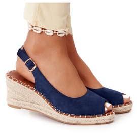PG1 Sandalias de cuña con trenzas Las Palomas azul marino