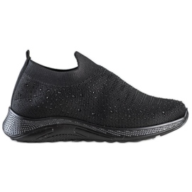 SHELOVET Zapatillas con cristales negro