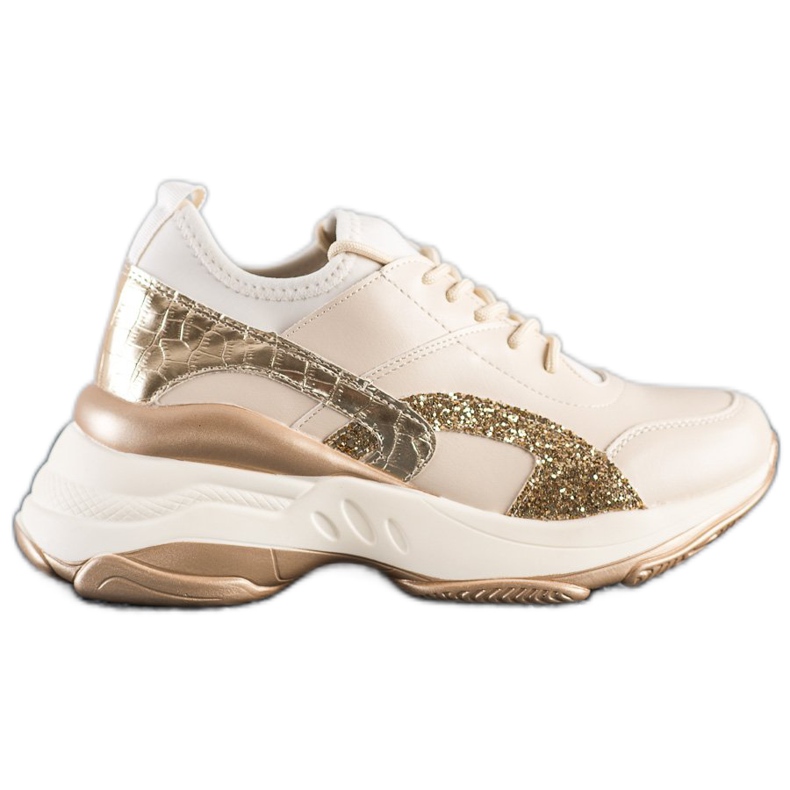 Melisa Zapatillas clásicas atadas beige dorado