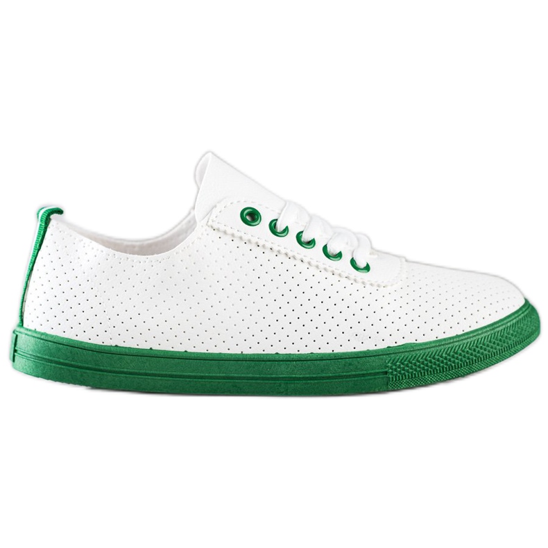 SHELOVET Zapatillas caladas en la plataforma verde blanco