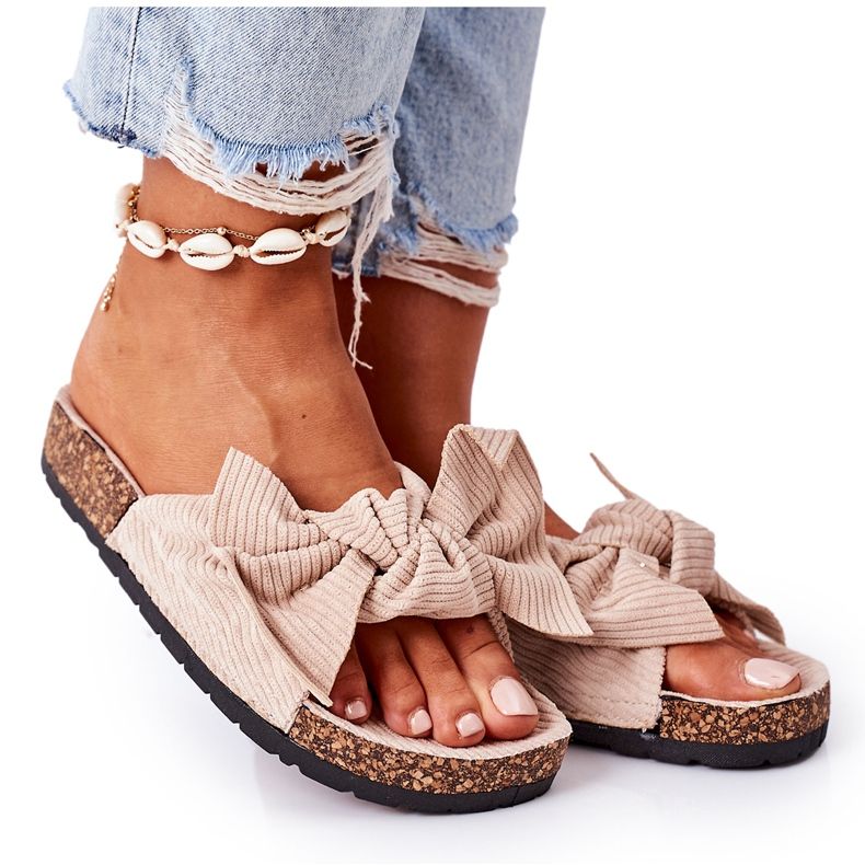 PS1 Pantuflas de pana con corcho de verano beige