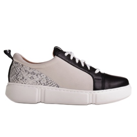Marco Shoes Deportivas negras de piel ligera con inserto beige negro