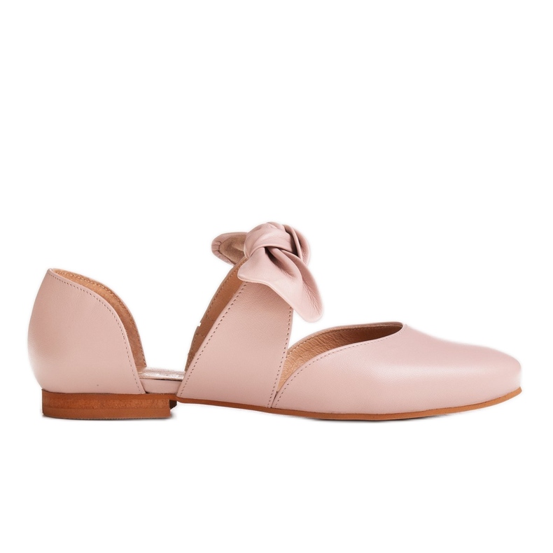 Marco Shoes Bailarinas con lazo de piel flor rosado