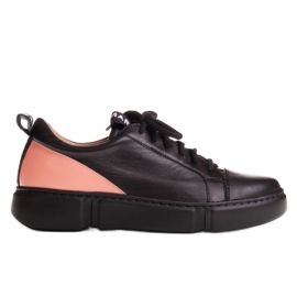Marco Shoes Zapatillas de piel con aplicación rosa negro