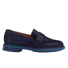 Marco Shoes Mocasines azul marino con decoración de terciopelo