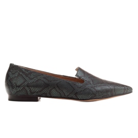 Marco Shoes Bailarinas lordsy de piel de serpiente, verde botella